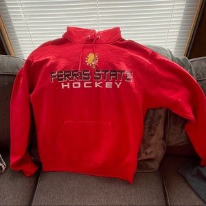 red Ferris State University sweatshirt